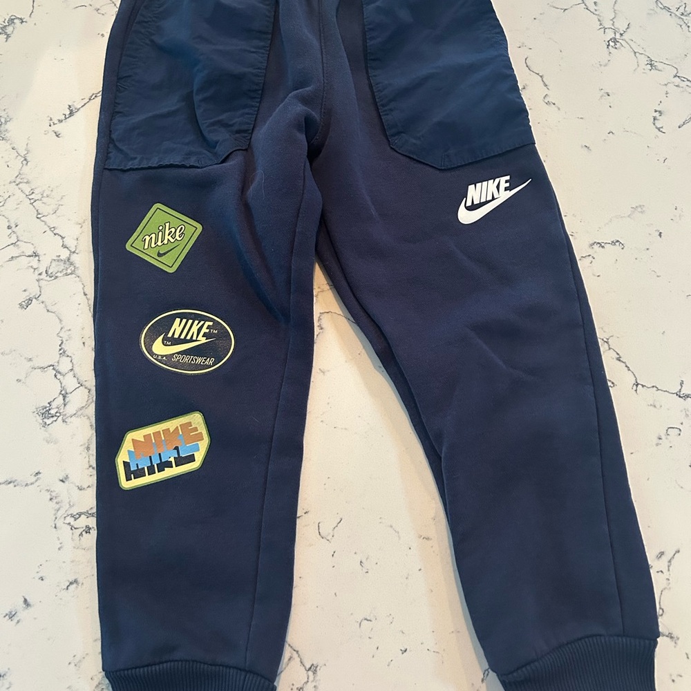 Nike Kids Dark Blue Sweatpants with Patches
